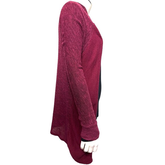 American Eagle Outfitters Maroon Open Front Cardigan Sweater Size Small Petite - Picture 4 of 9